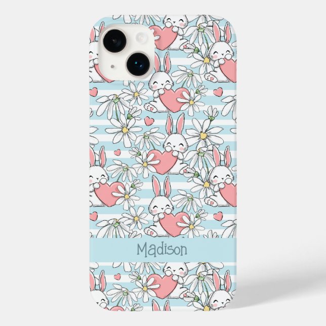 Padrão Personalizado de Bunnies de Amor de Texto (Verso)