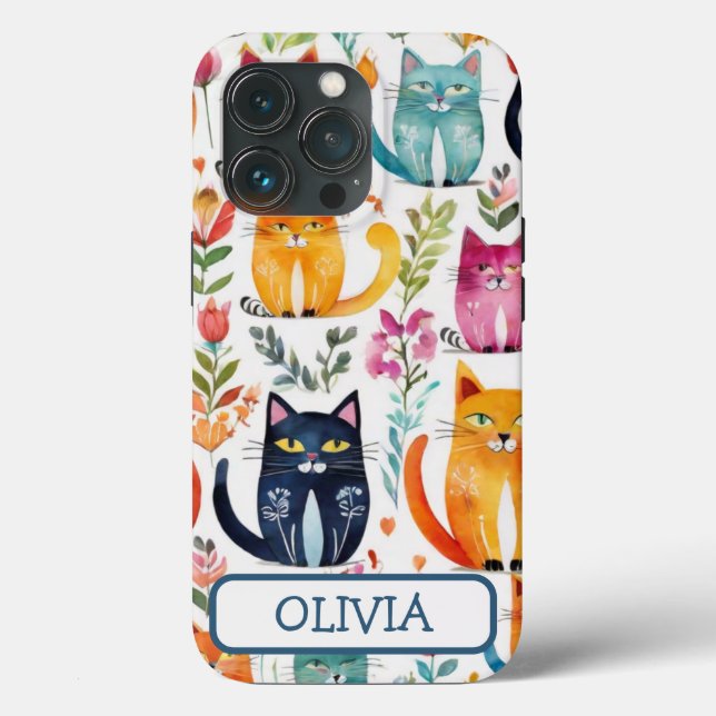 Padrão Personalizado de Gatinhos Fofos e Flores (Verso)
