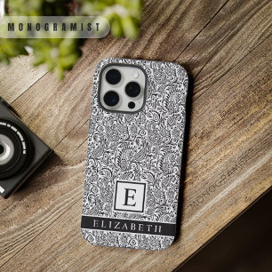 Padrão Personalizável De Paisley Branco E Preto