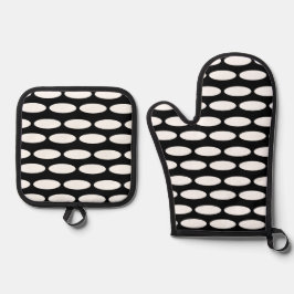 Padrão preto e branco moderno Forno Mitt & Pote Ho