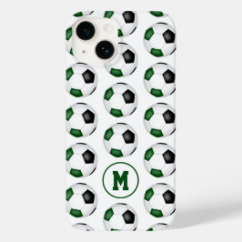 padrão preto verde das bolas de futebol monograma