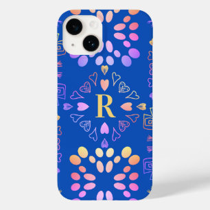 Padrão Real Azul Monograma Rosa Lilac Ombre