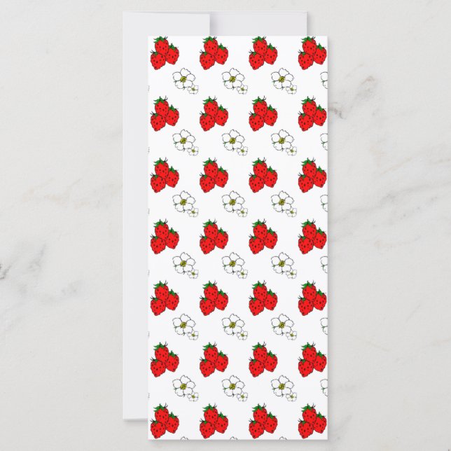 Padrão Retro de Morango Vermelho e Flor (Frente)