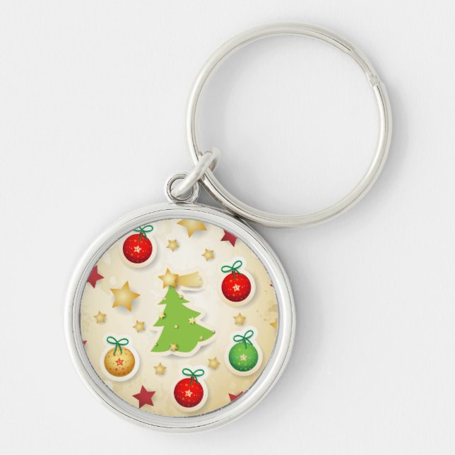 Padrão retrô de Natal, chaveiro (Frente)