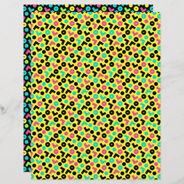 Padrão retrô de neon do anos 80/90 (Frente/Verso)