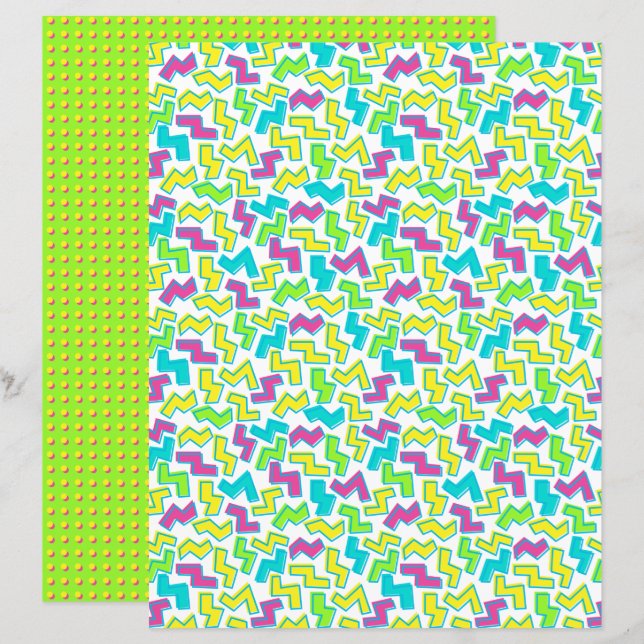 Padrão retrô de neon do anos 80/90 (Frente/Verso)