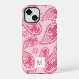 Padrão Retroativo de Paisley Rosa Monograma Modern