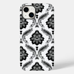 Padrão Rococó Damask Cinza Preto Branco