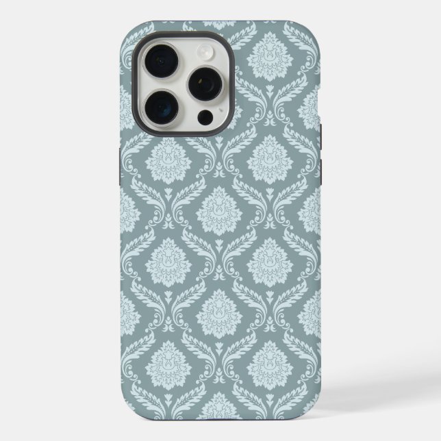 Padrão Rococó Damask Rpt Ovo de Pato Azul+Turquesa (Verso)