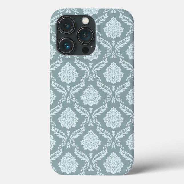 Padrão Rococó Damask Rpt Ovo de Pato Azul+Turquesa (Verso)