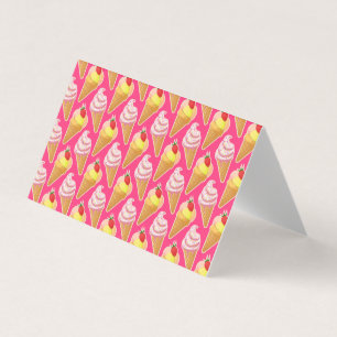 Padrão rosa Kawaii com cartão de sorvete de morang