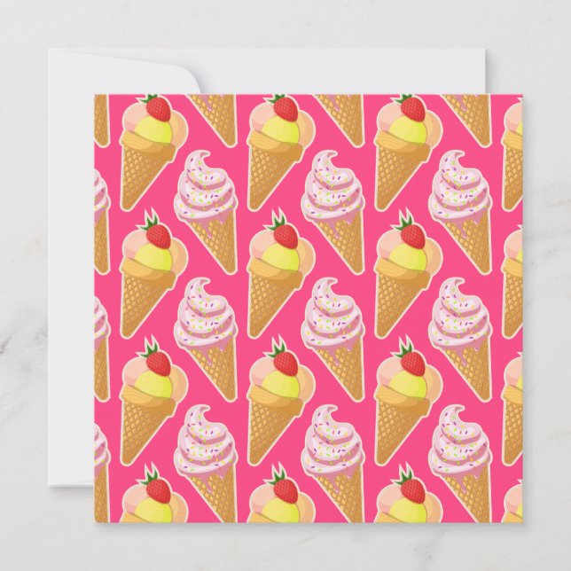 Padrão rosa Kawaii com sorvete de morango (Frente)