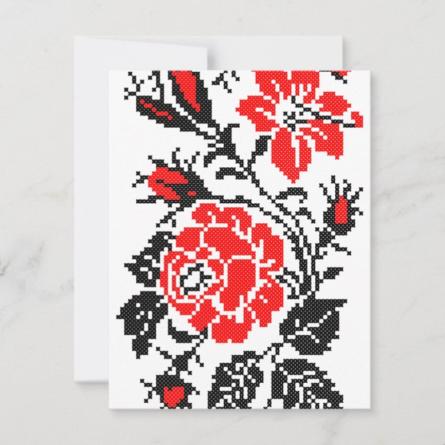 Padrão Russo Rosa vermelho&preto (Frente)