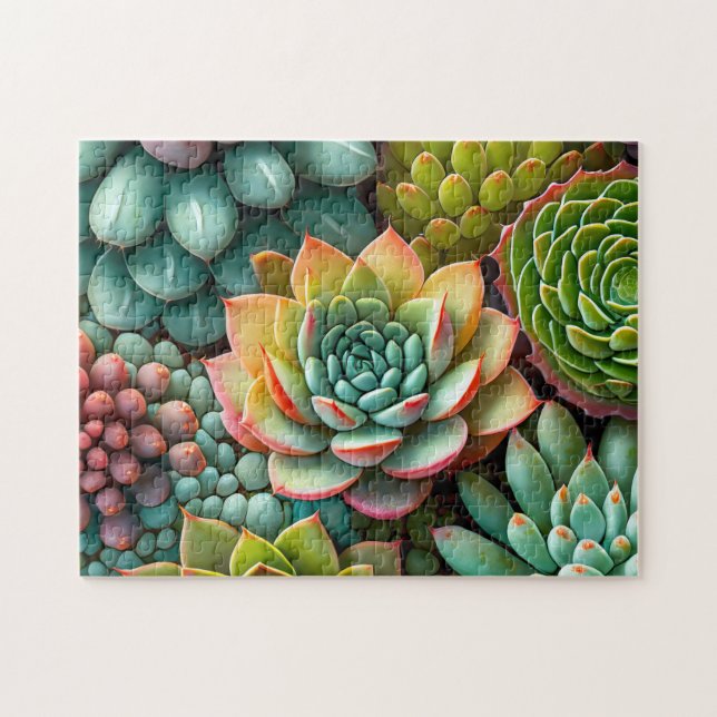 Padrão Suculento Quebra-Cabeças Fáceis de Arte Cer (Horizontal)