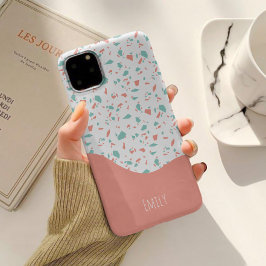 Padrão Terrazzo Rosa e Azul Personalizado Fofo