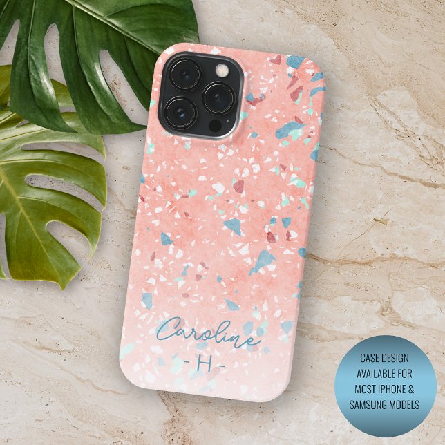 Padrão Terrazzo Verde Hortelã Azul Branco Coral Ve (Criador carregado)