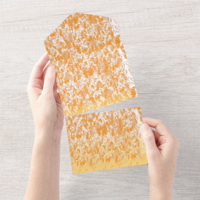 Padrão têxtil com laranja vibrante e dourado (Aba destacável)