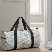 Padrão Toile Floral Verde Sálvia Vintage