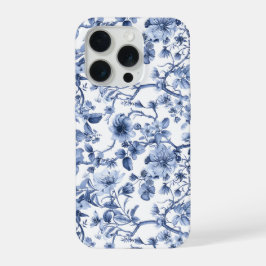 Padrão Toile Vintage Floral Azul