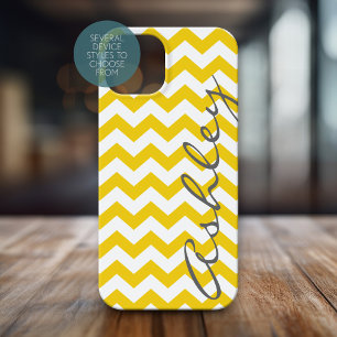 Padrão Trendy Chevron com nome - cinza amarela