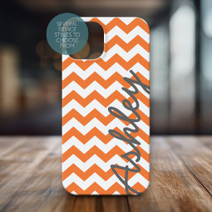 Padrão Trendy Chevron com nome - cinza laranja