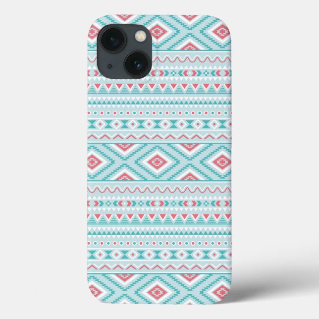 Padrão Tribal Aztec Teal e Rosa (Verso)