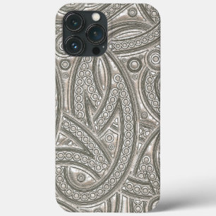 Padrão Tribal de Paisley do Couro de Prata Faux