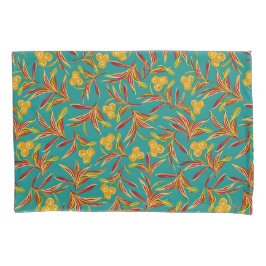 Padrão Tropical com Folhas Vermelhas e Amarelas