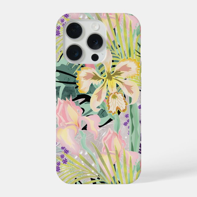 Padrão tropical com orquídeas. (Verso)