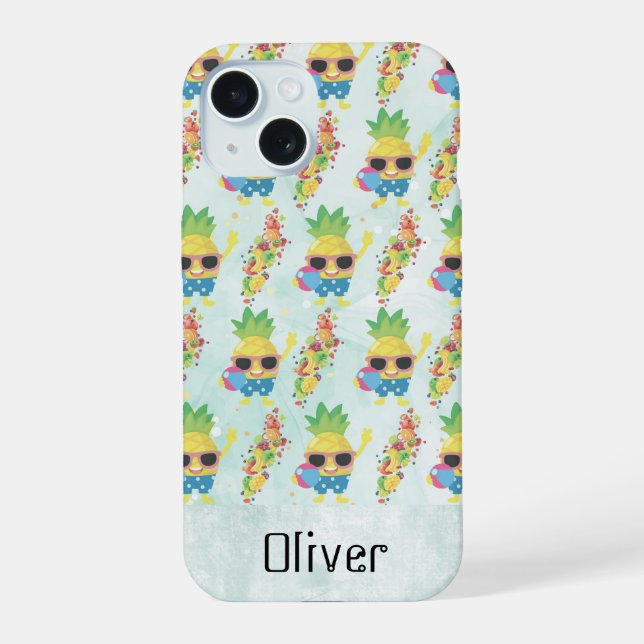 Padrão Tropical Divertido com Nome Personalizado  (Verso)