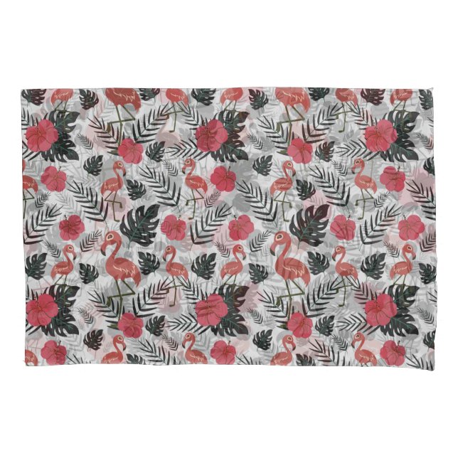 Padrão uniforme Flamingo com fundo floral (Frente-Esquerda)