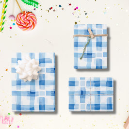 Padrão Verificado de Gingham Branco e Azul Clássic