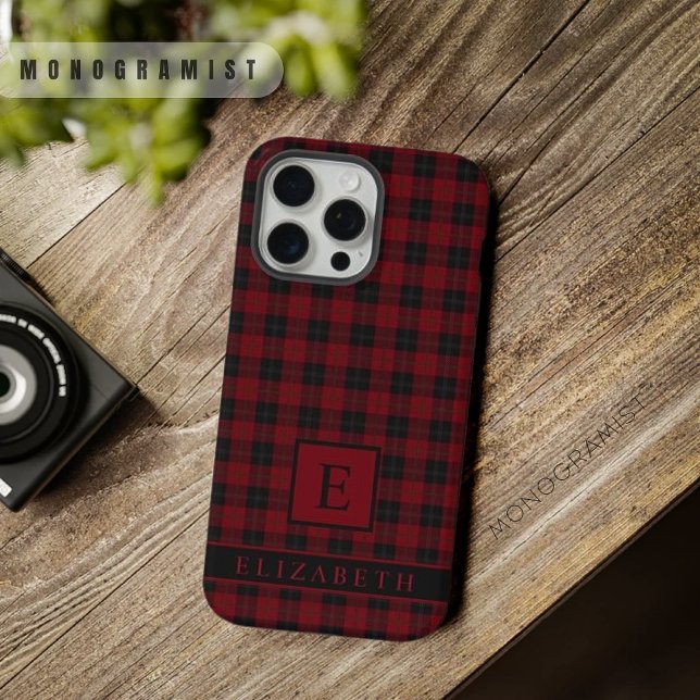 Padrão Verificado Preto Verde Vermelho Maroon Pers (Custom Maroon Red Green Black Checkered Pattern iPhone Case)