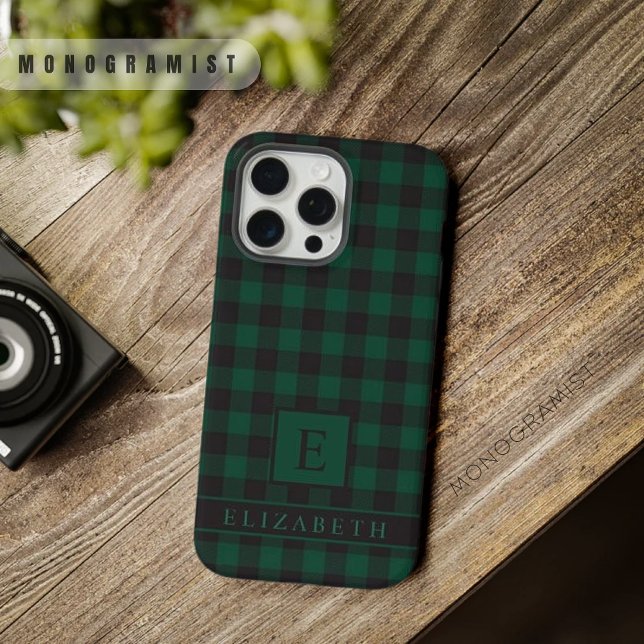 Padrão Verificado Verde Preto Claro Personalizado (Custom Light Dark Black Green Checkered Pattern iPhone Case
)