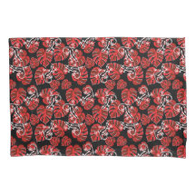 Padrão Vermelho e Preto - Lagartixas e Folhas