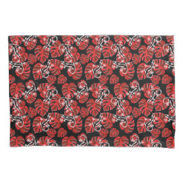 Padrão Vermelho e Preto - Lagartixas e Folhas