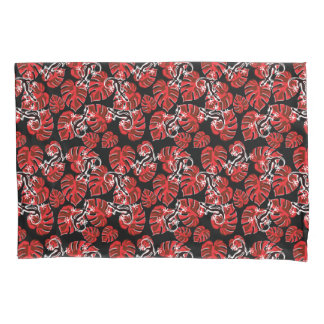 Padrão Vermelho e Preto - Lagartixas e Folhas