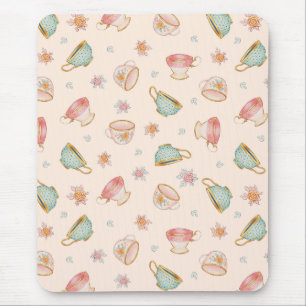 Padrão Vintage Teacups (Linen) - Mouse Pad