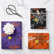 Padrão Web de aranha de Halloween Feliz e Bonito