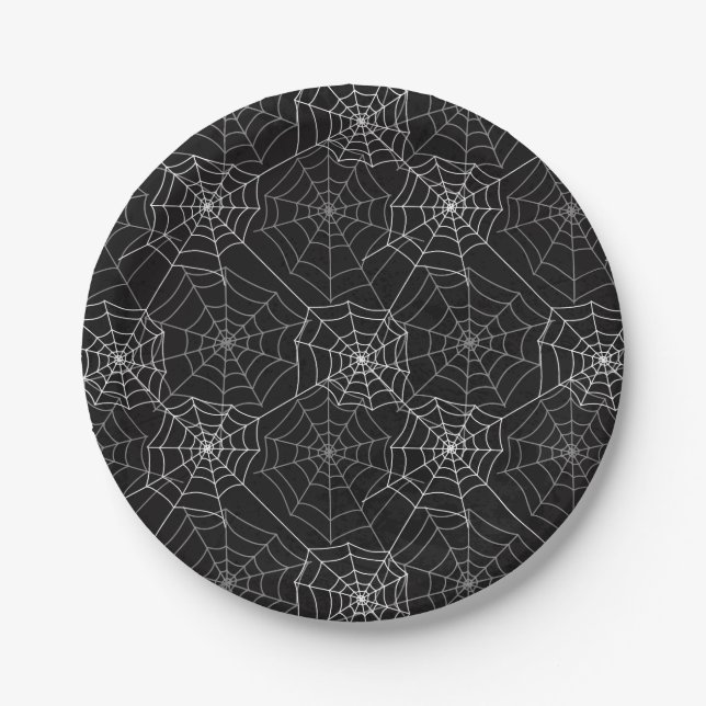 Padrão Web de aranha do Halloween | Prato de Papel (Frente)