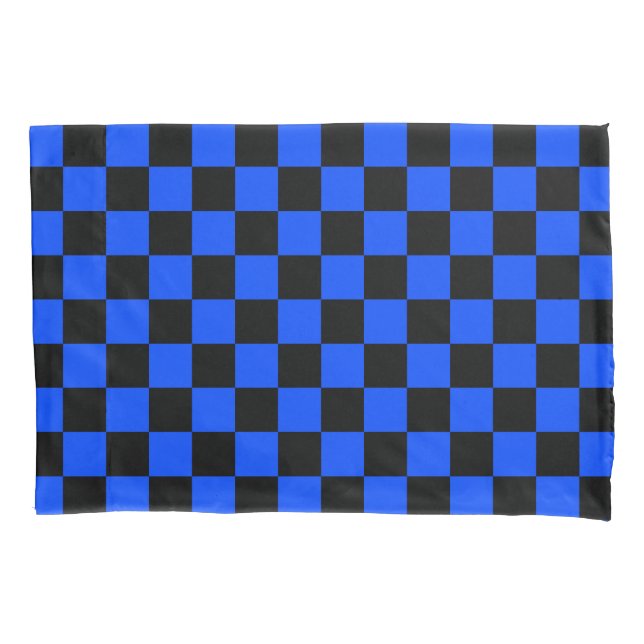 Padrão xadrez azul e preto (Frente-Esquerda)