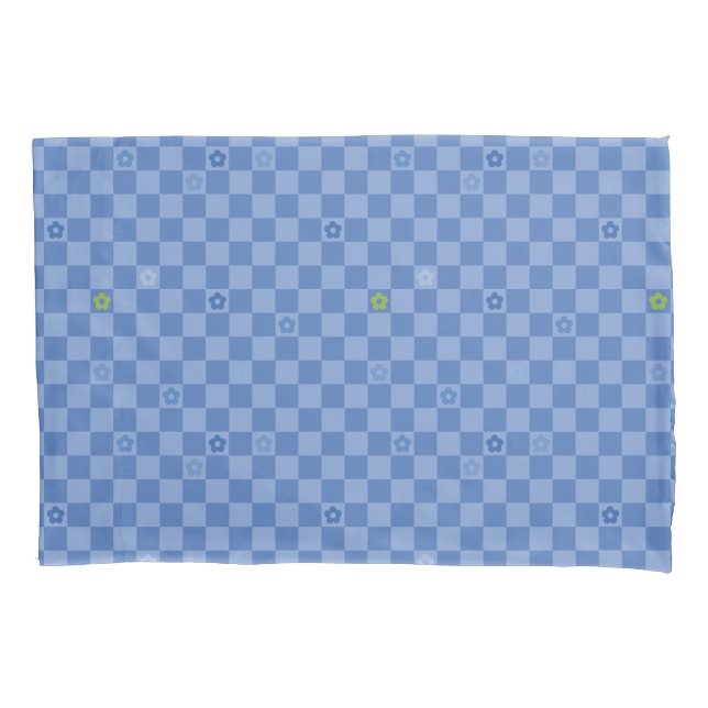 Padrão Xadrez de Flores Nº 01 - Azul Claro (Frente)