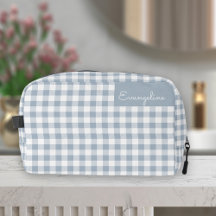 Padrão Xadrez Preppy Azul Branco Nome