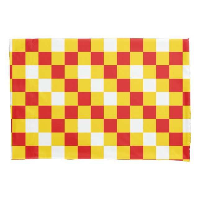 Padrão Xadrez Vermelho Amarelo Branco Design  (Frente)