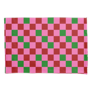 Padrão Xadrez Vermelho Rosa Verde Design