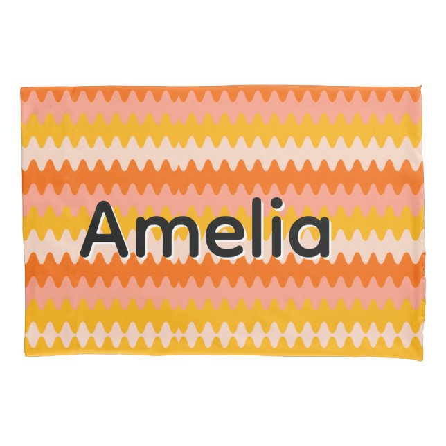 Padrão Zig Zag Moderno Amarelo, Laranja e Branco (Frente)