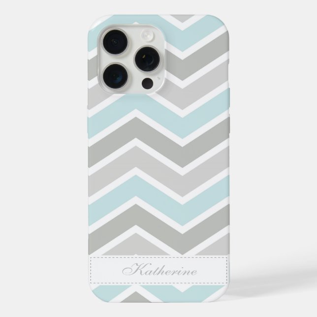 Padrão Zigzag Chevron Azul e Cinza (Verso)