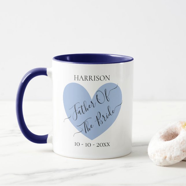 Padre Do Coração Azul Da Noiva Caneca Personalizad (Com Donut)