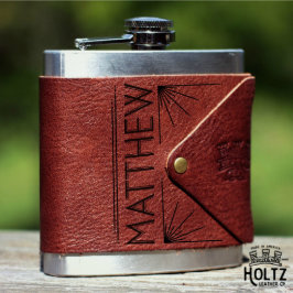 Padrinhos de casamento Brown Leather Flask Wrap