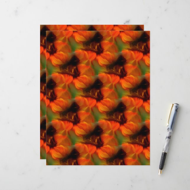 Padrões De Arte De Abstrato Laranja E Castanho (Frente/Verso In Situ)